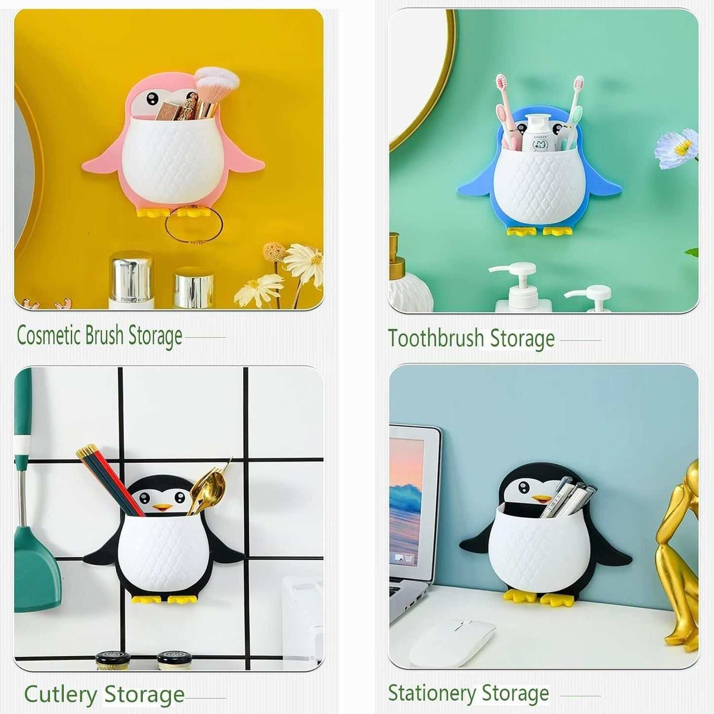 3 Pcs Penguins Shape Toothbrush Holder
