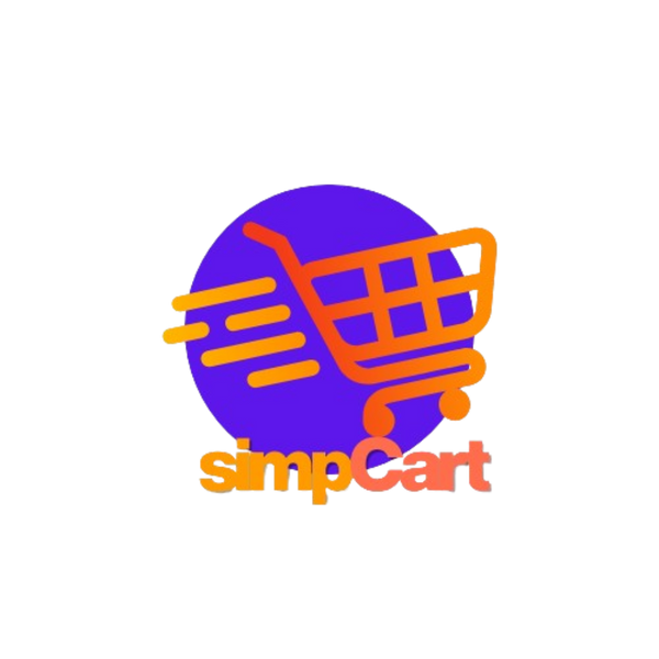Logo of simpCart with a purple circle and orange shopping cart on a white background